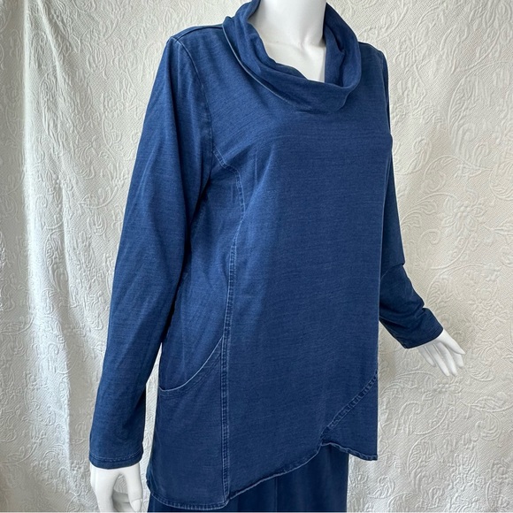 J.Jill Purejill Indigo Blue 2-Piece Pull-on Midi Skirt and Tunic - Picture 5 of 15